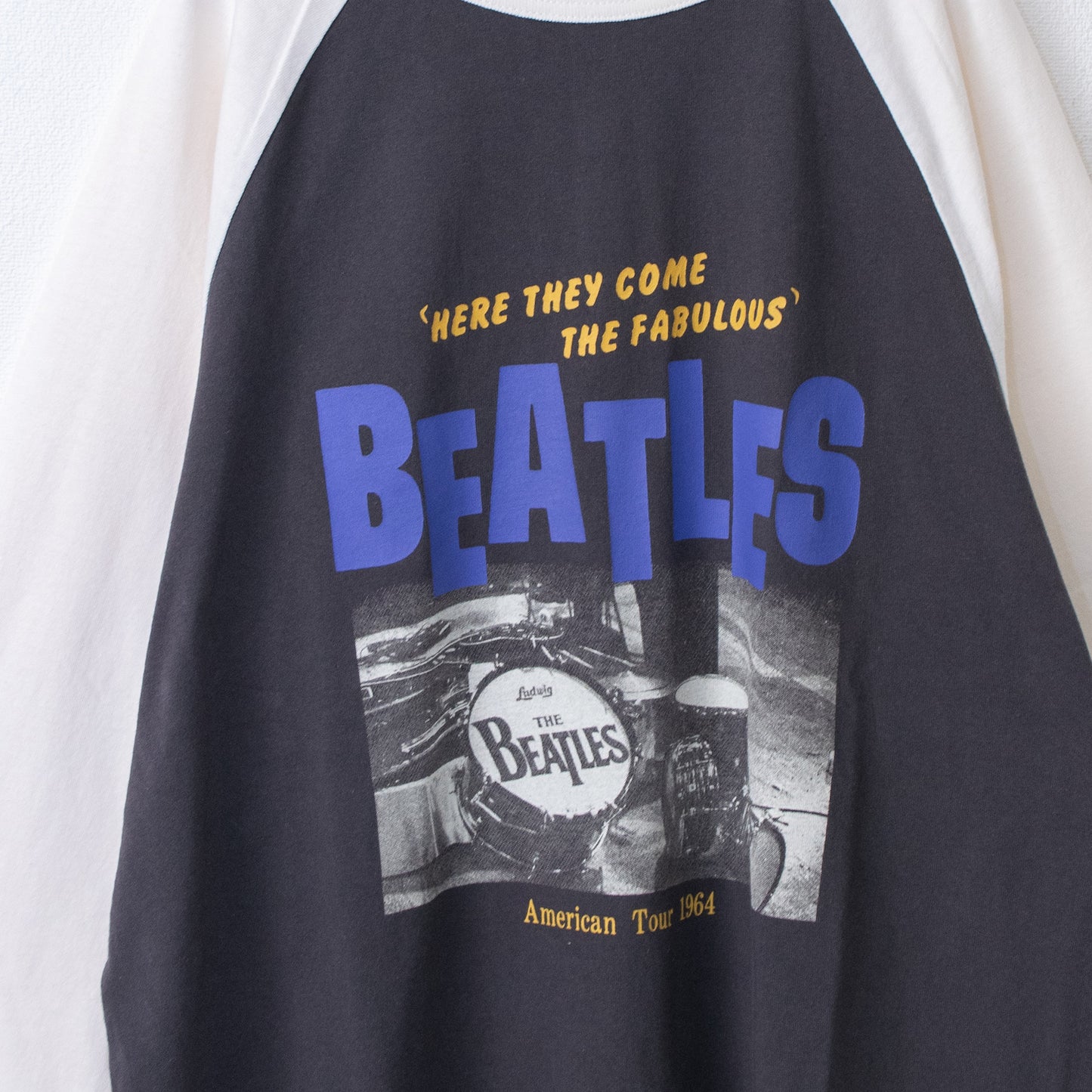 THE BEATLES Raglan Long T-Shirt, Charcoal