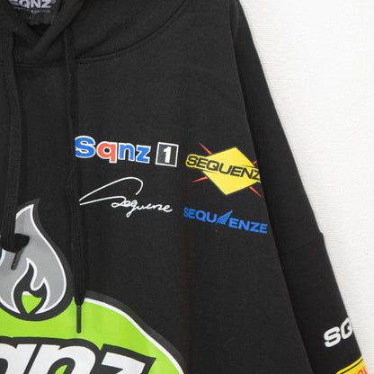 SEQUENZ/SQNZ レーシング プルオーバーフーディ パーカー BLACK
