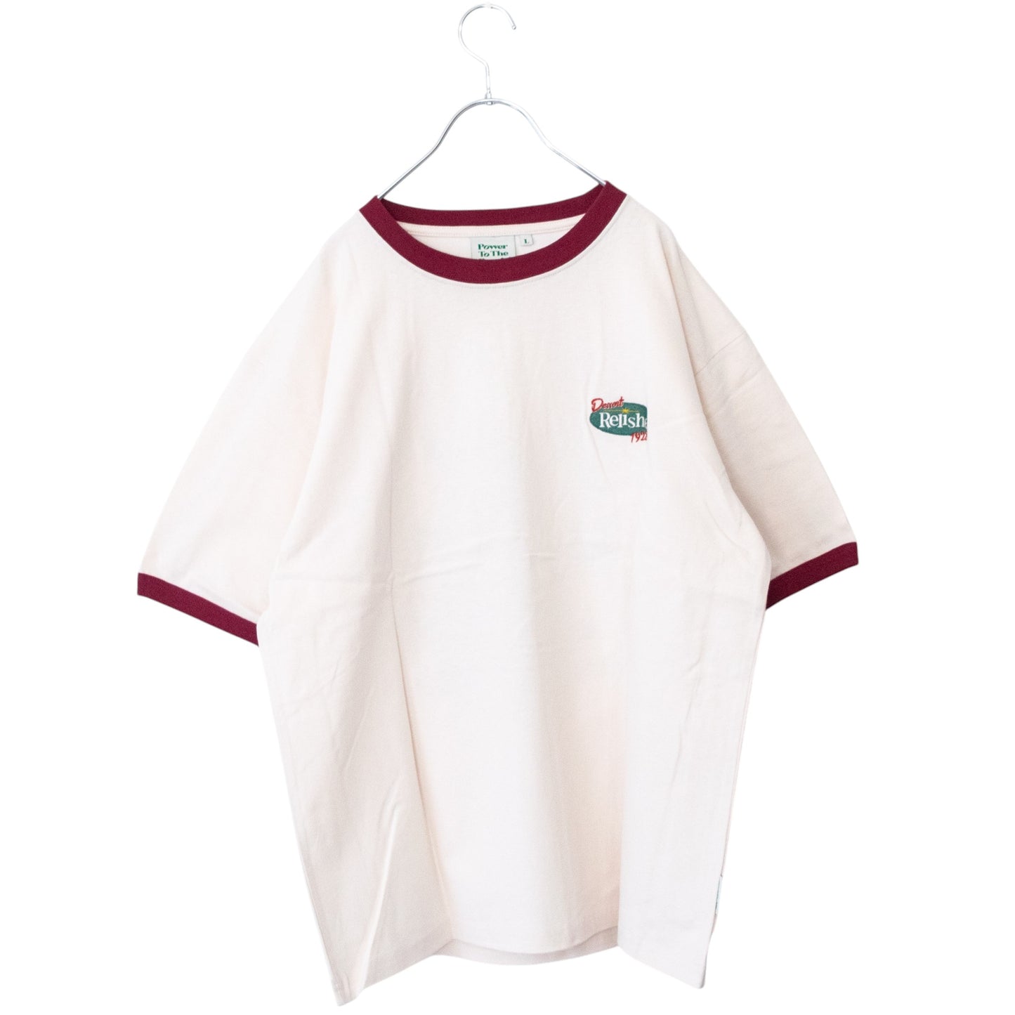 POWER TO THE PEOPLE Cream Soda Embroidered T-Shirt in White/Red