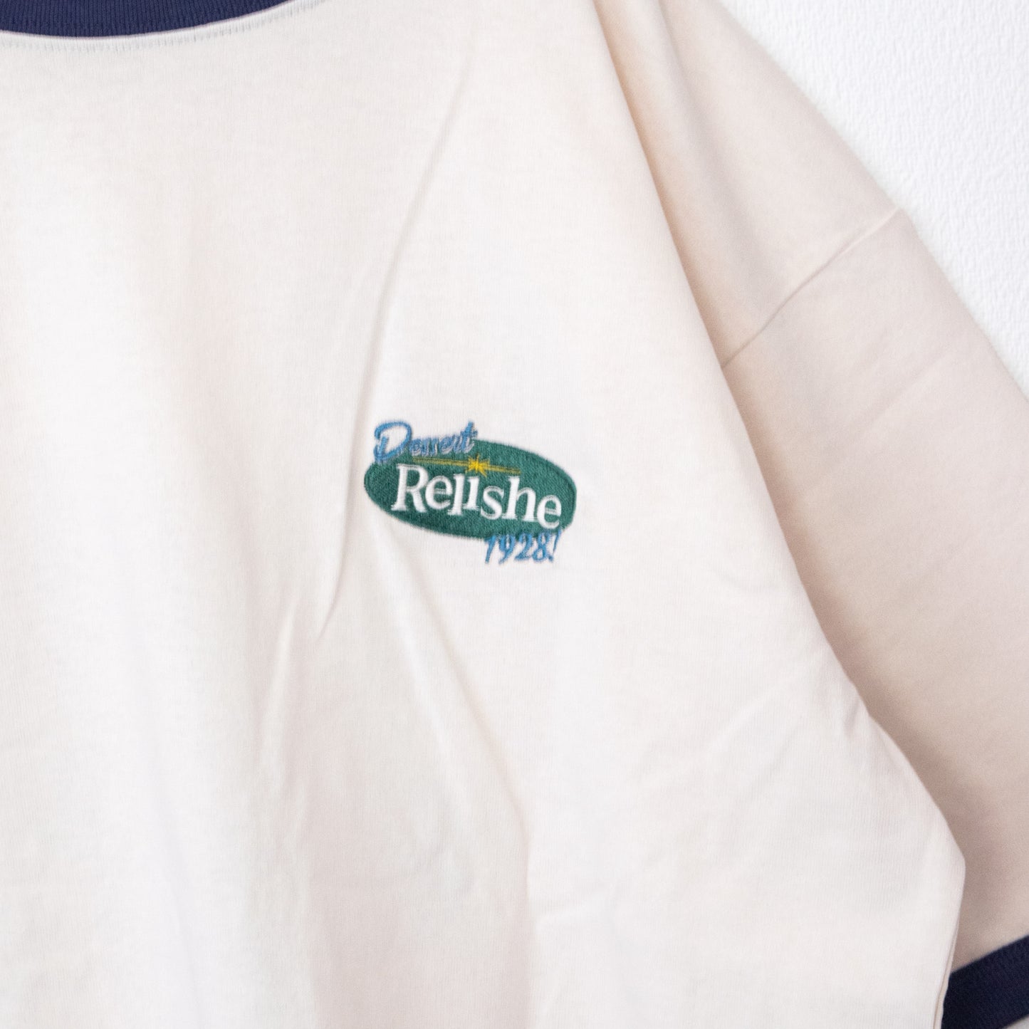 POWER TO THE PEOPLE Cream Soda Embroidered T-Shirt in White/Blue