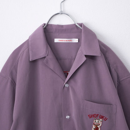POWER TO THE PEOPLE JAPAN Series MANEKINEKO Open-Collar Short-Sleeve Shirt in PINK PURPLE