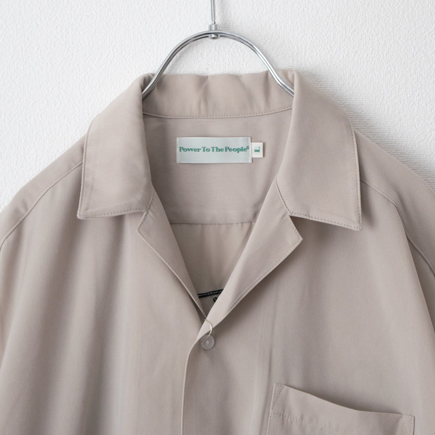 POWER TO THE PEOPLE スケートブルドッグ開襟 半袖シャツ IVORY