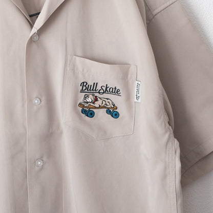 POWER TO THE PEOPLE スケートブルドッグ開襟 半袖シャツ IVORY