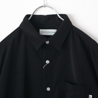 POWER TO THE PEOPLE クリームソーダ 刺繍 半袖シャツ BLACK
