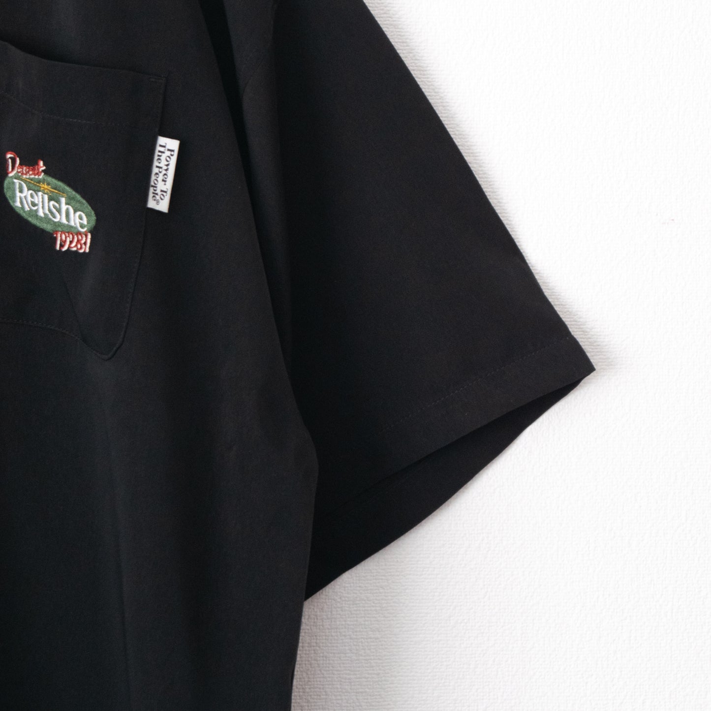 POWER TO THE PEOPLE クリームソーダ 刺繍 半袖シャツ BLACK