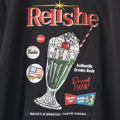 POWER TO THE PEOPLE クリームソーダ 刺繍 半袖シャツ BLACK