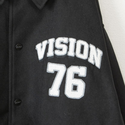VISION STREET WEAR メルトンコーチ スタジアムジャケット BLACK