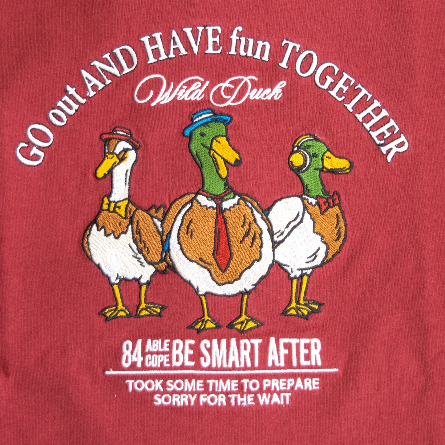 DUCK 刺繍 Tシャツ WINE