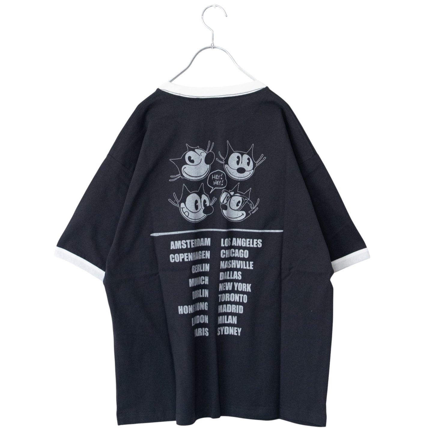 FELIX THE CAT  リンガー Tシャツ CHARCOAL