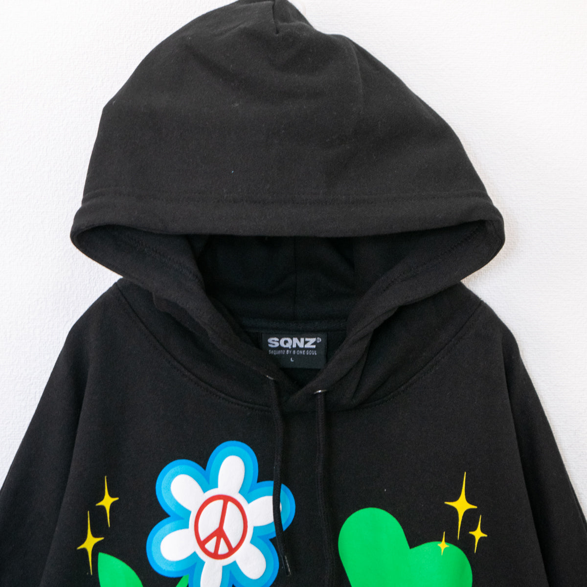 SEQUENZ Flower Foam Print Hoodie BLACK