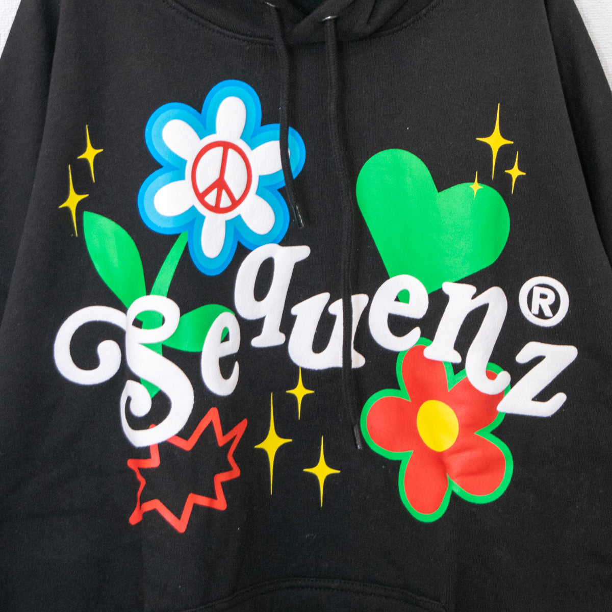 SEQUENZ Flower Foam Print Hoodie BLACK