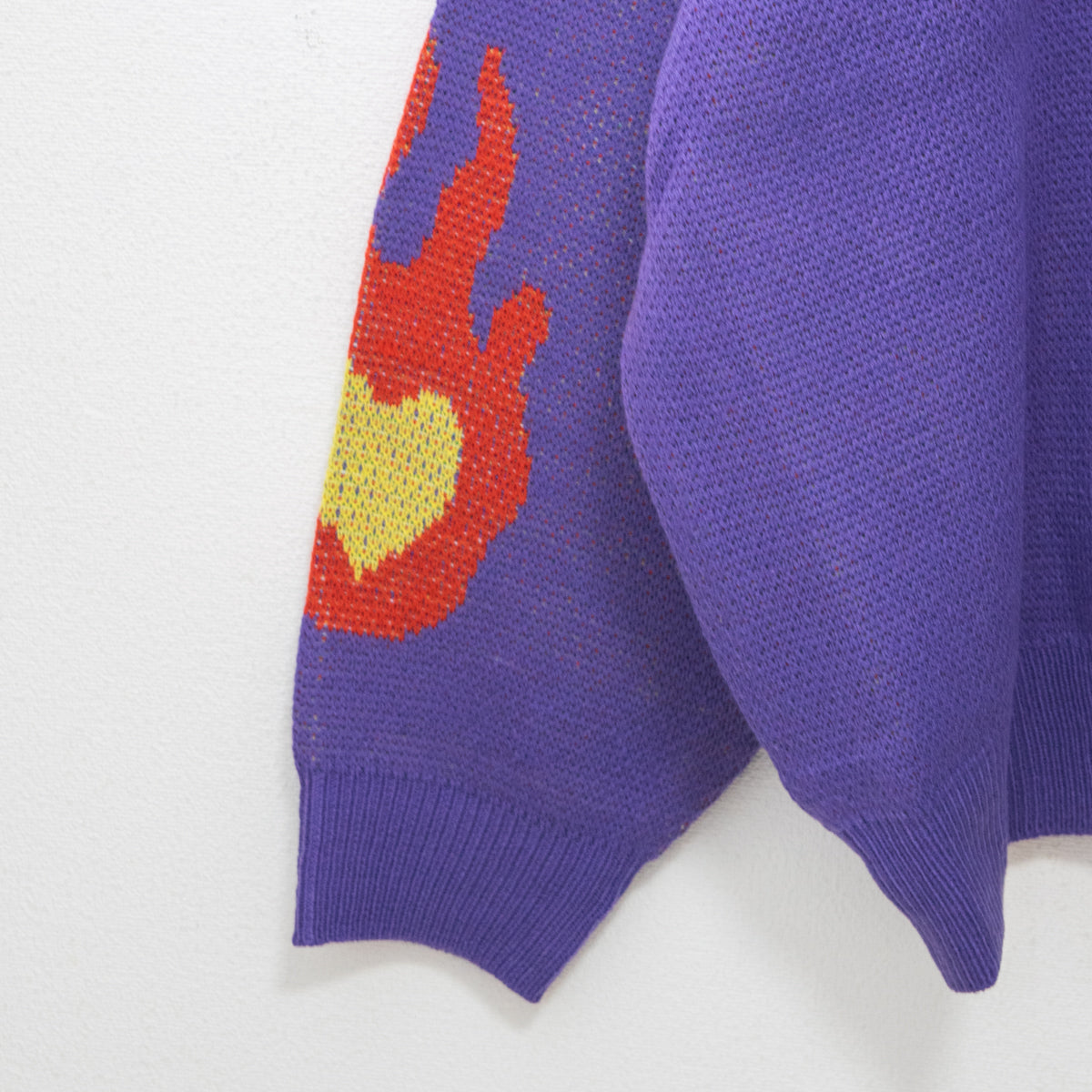 SEQUENZ 1pt Embroidery Hippie Floral Jacquard Knit Cardigan PURPLE