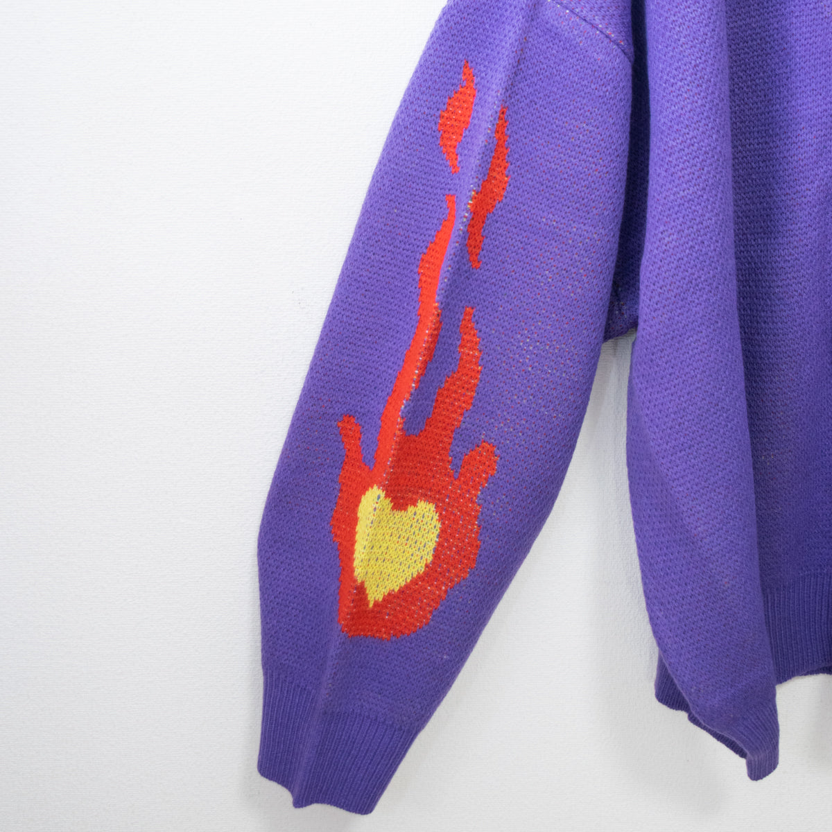 SEQUENZ 1pt Embroidery Hippie Floral Jacquard Knit Cardigan PURPLE