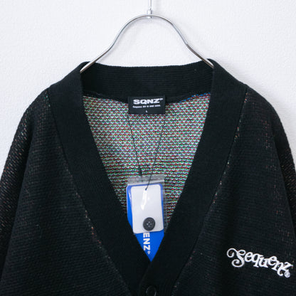 SEQUENZ 1pt刺繍 ヒッピー 花柄 ジャガードニット カーディガン BLACK