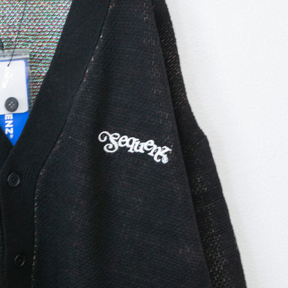 SEQUENZ 1pt刺繍 ヒッピー 花柄 ジャガードニット カーディガン BLACK