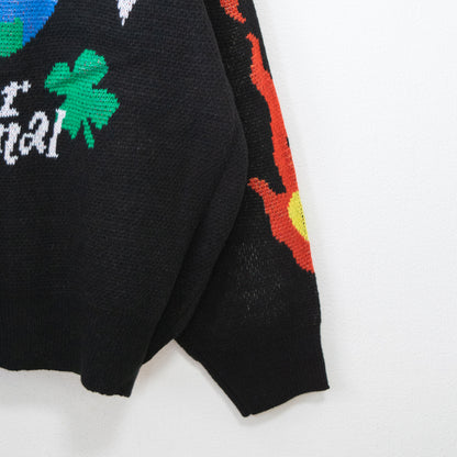 SEQUENZ 1pt刺繍 ヒッピー 花柄 ジャガードニット カーディガン BLACK