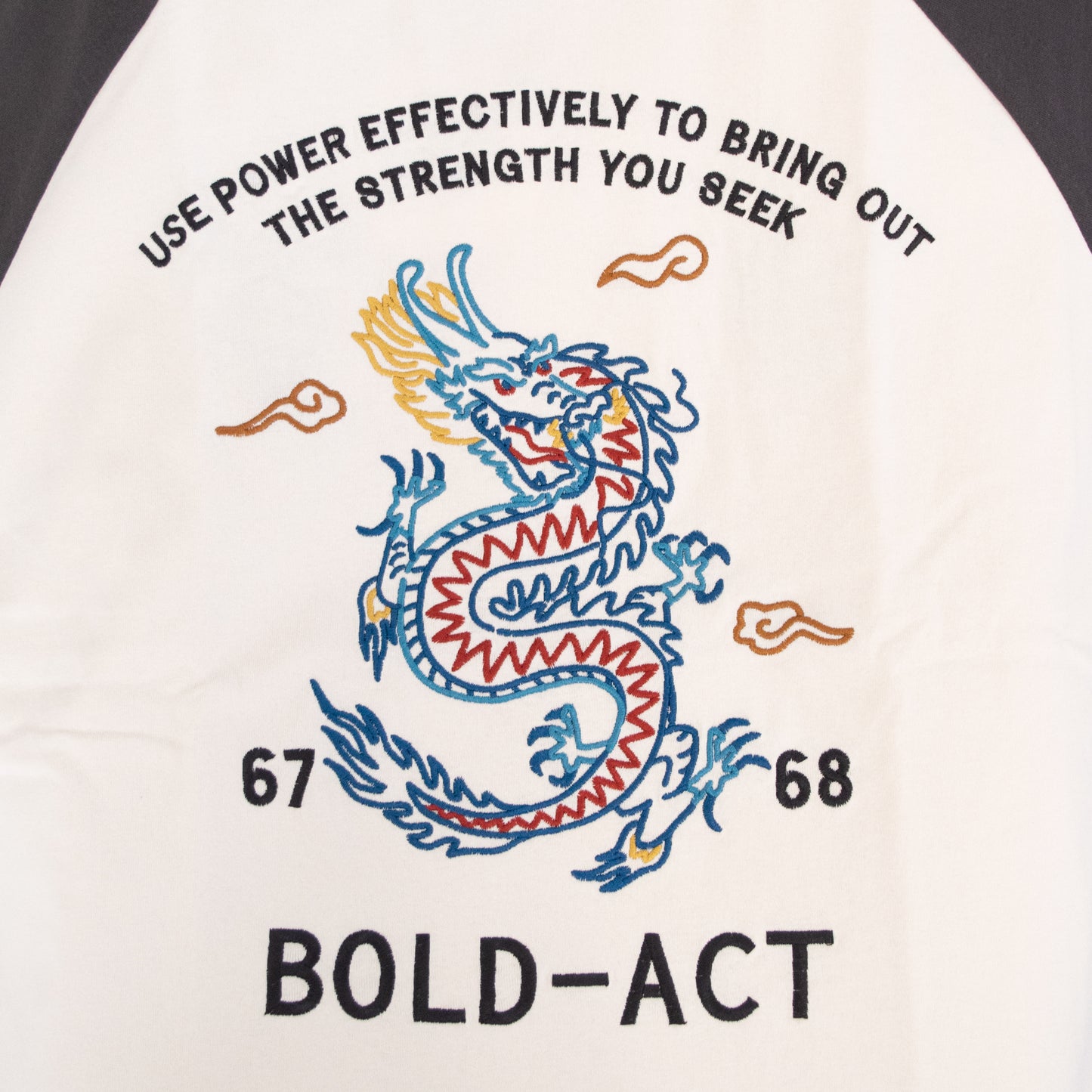 POWER TO THE PEOPLE 虎＆龍刺繍 スカジャンTシャツ IVORY