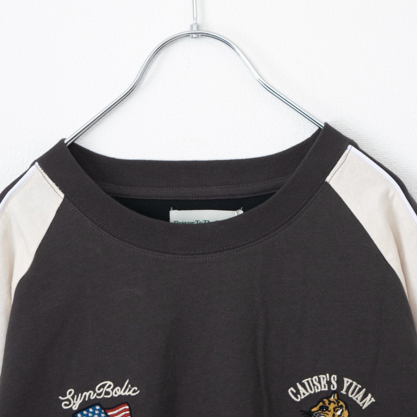 POWER TO THE PEOPLE タイガー刺繍 スカジャンTシャツ CHARCOAL