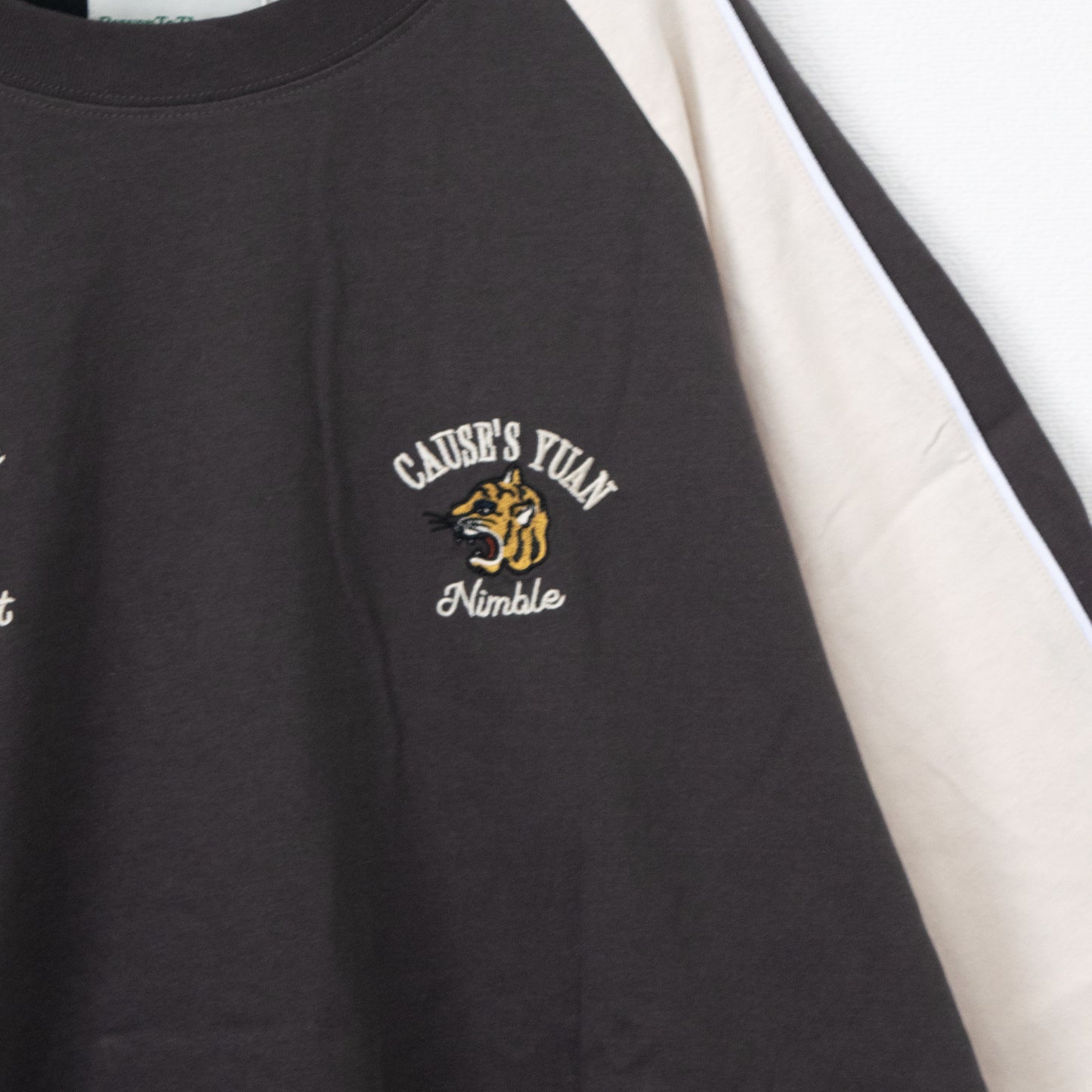 POWER TO THE PEOPLE タイガー刺繍 スカジャンTシャツ CHARCOAL