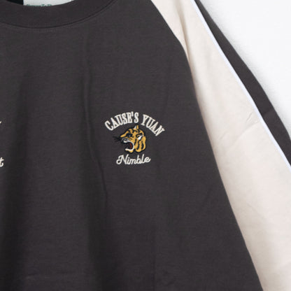 POWER TO THE PEOPLE タイガー刺繍 スカジャンTシャツ CHARCOAL