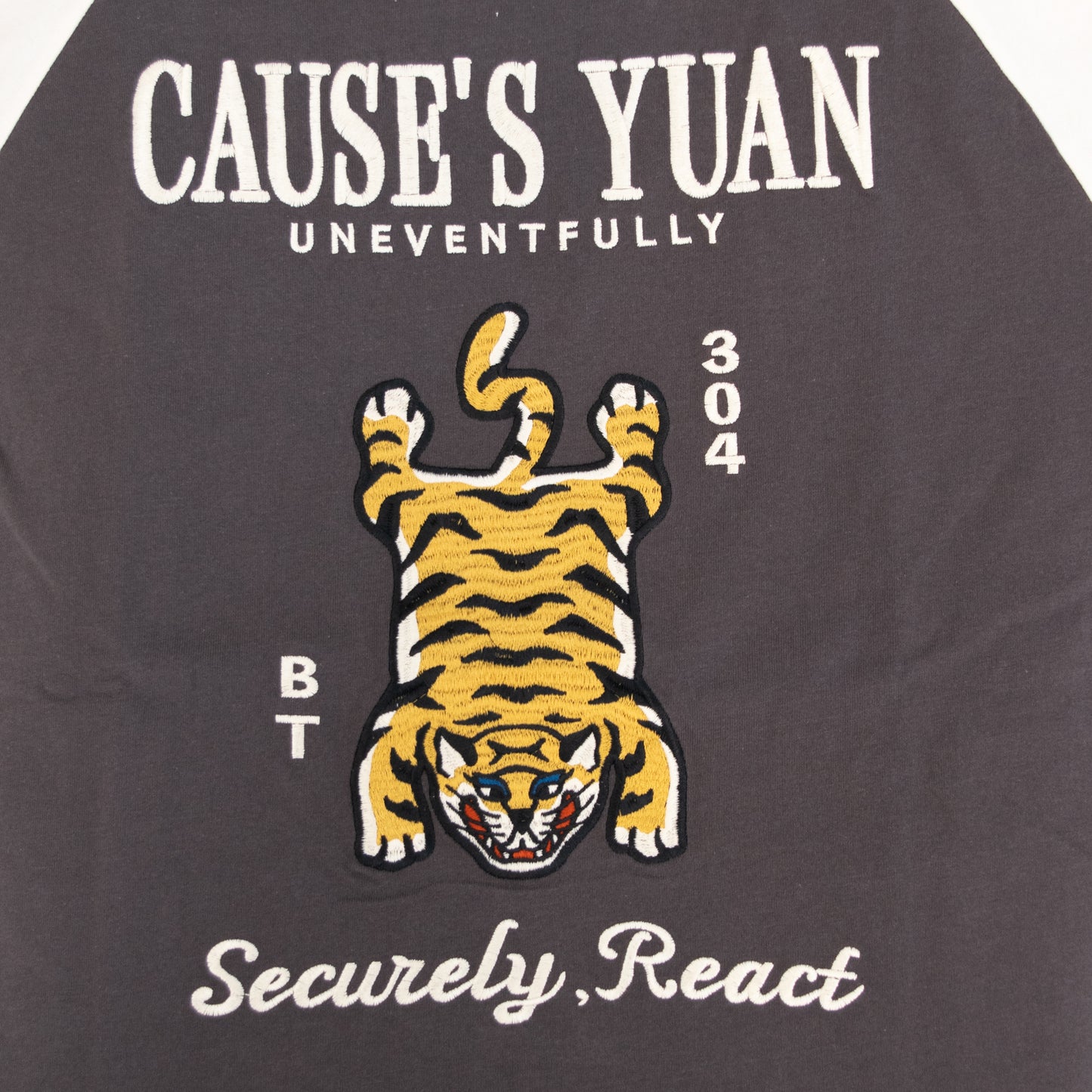 POWER TO THE PEOPLE タイガー刺繍 スカジャンTシャツ CHARCOAL