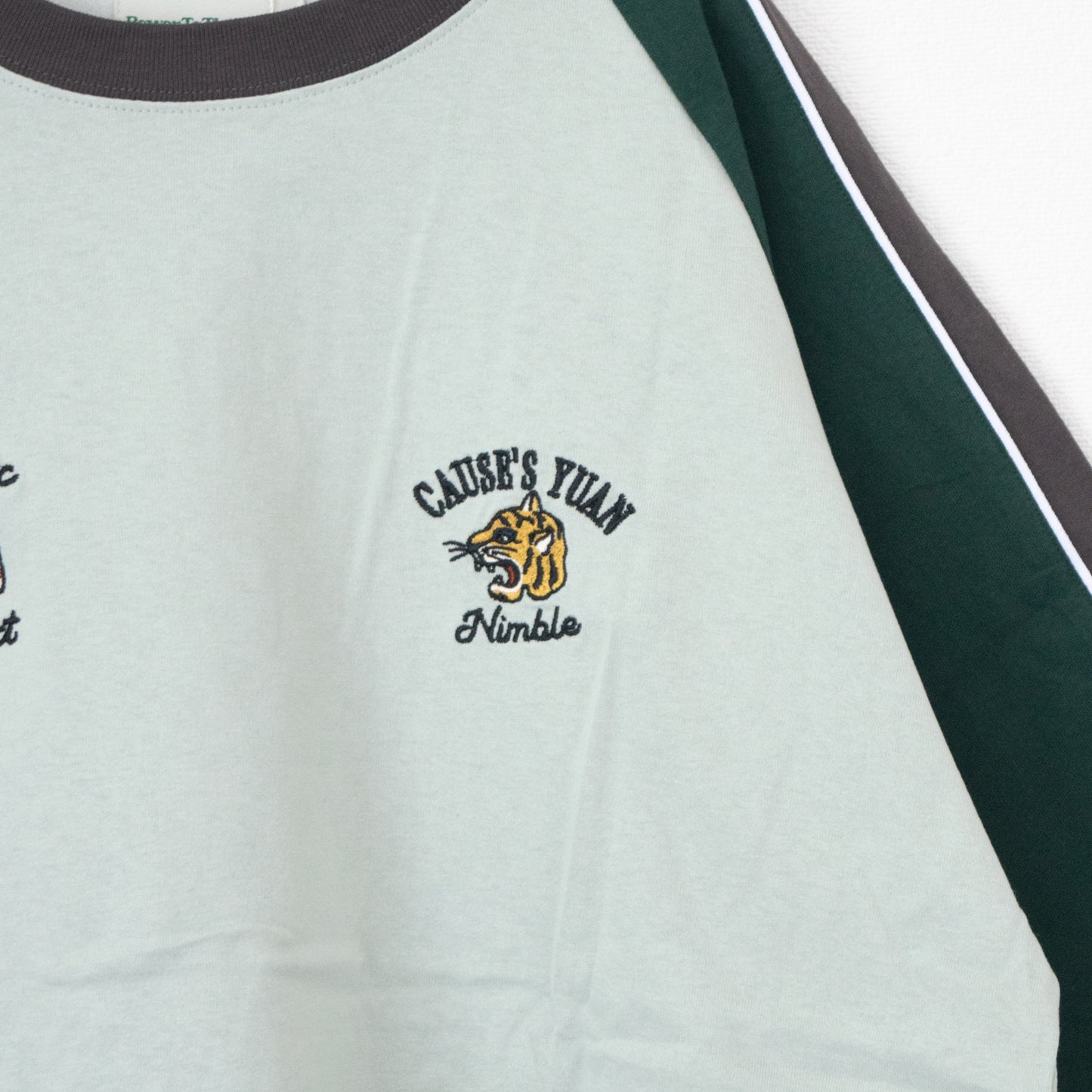 POWER TO THE PEOPLE タイガー刺繍 スカジャンTシャツ MINT BLUE