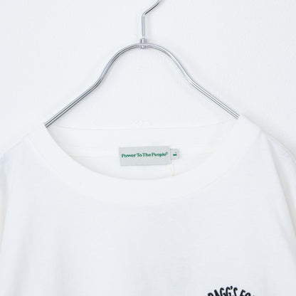 POWER TO THE PEOPLE TIGER Sleeve Embroidery Long T-Shirt WHITE