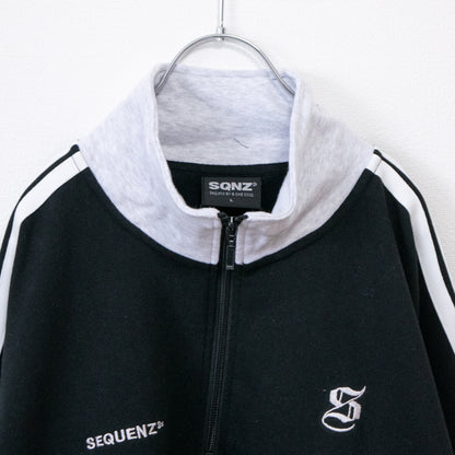 SEQUENZ 裏起毛 ジャージ風 ハーフジップ スウェット BLACK