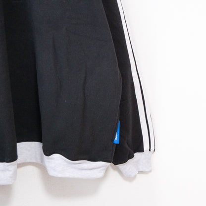 SEQUENZ 裏起毛 ジャージ風 ハーフジップ スウェット BLACK