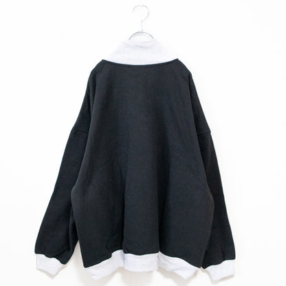 SEQUENZ 裏起毛 ジャージ風 ハーフジップ スウェット BLACK