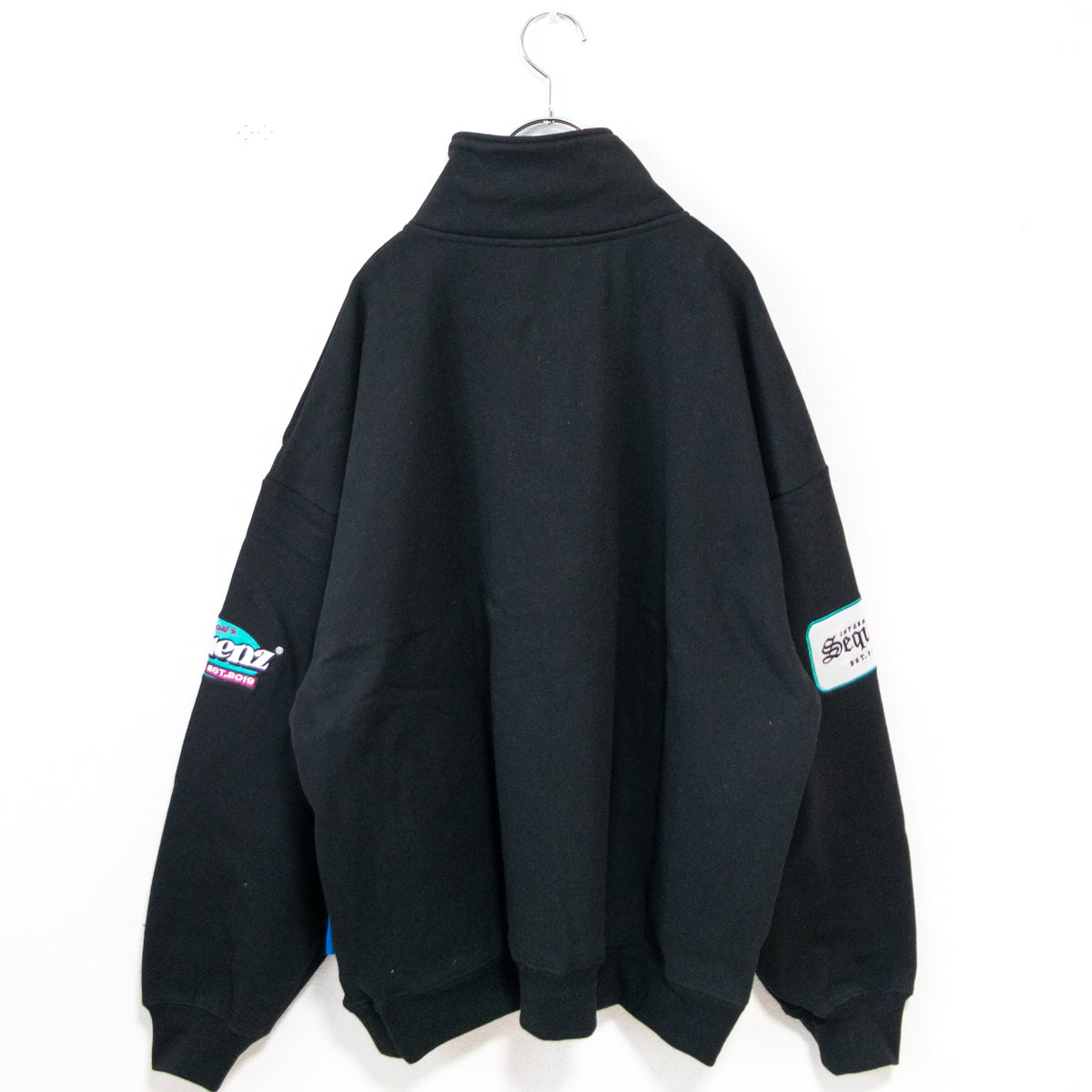 SEQUENZ Fleece-lined patch half-zip sweatshirt BLACK