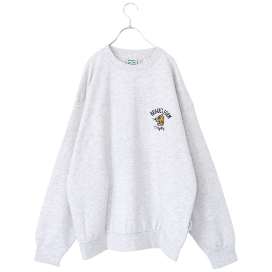POWER TO THE PEOPLE TIGER Embroidered Sweatshirt in Kinari White