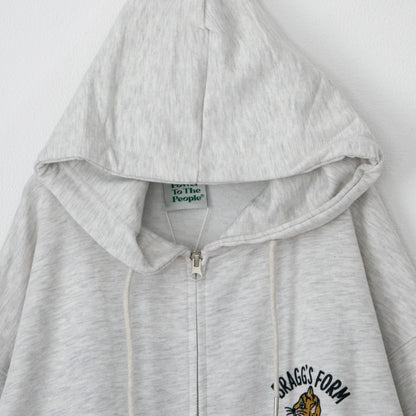 POWER TO THE PEOPLE TIGER ZIP hoodie in KINARI WHITE