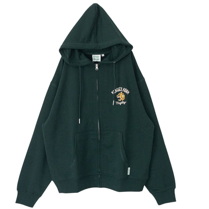 POWER TO THE PEOPLE TIGER ZIP hoodie D.GREEN