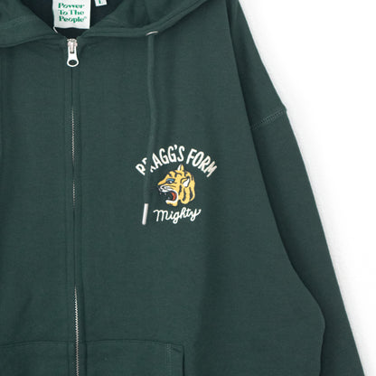 POWER TO THE PEOPLE TIGER ZIP hoodie D.GREEN