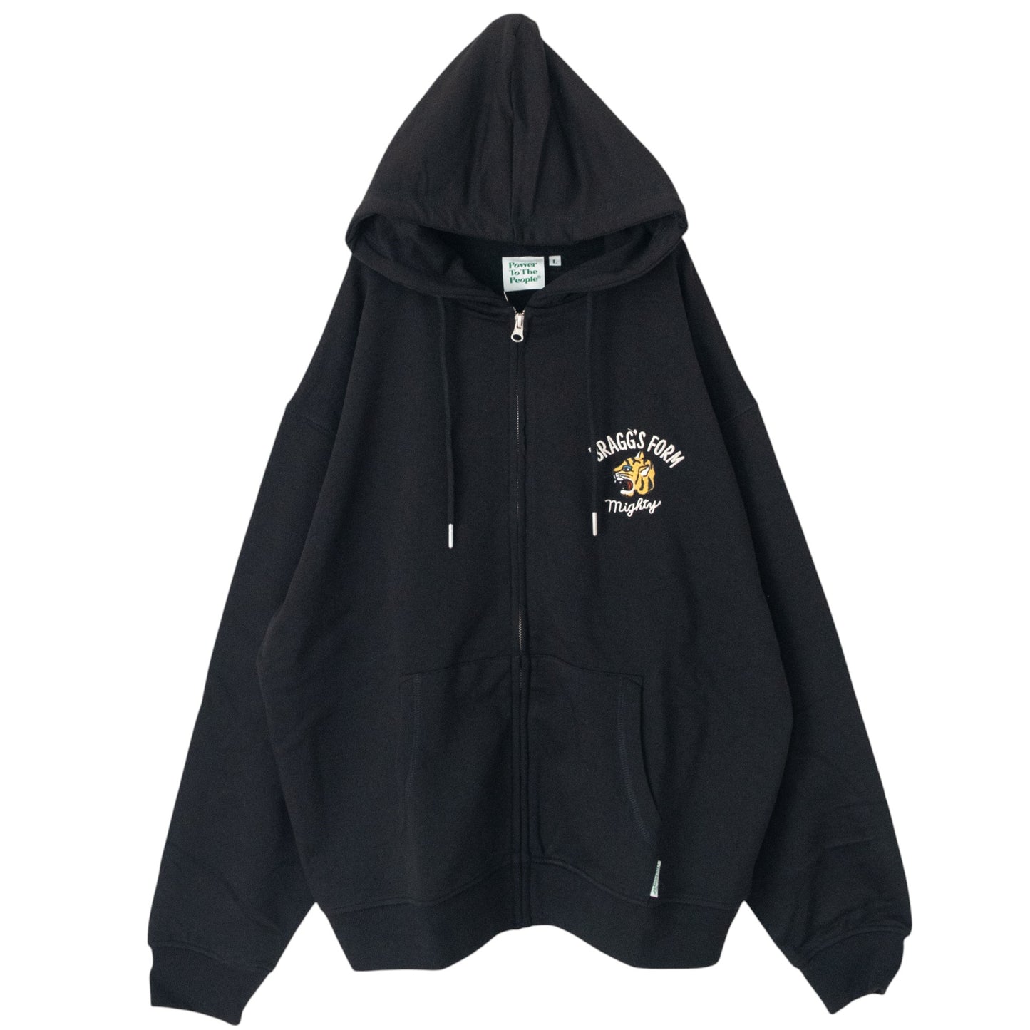 POWER TO THE PEOPLE TIGER ZIP hoodie BLACK
