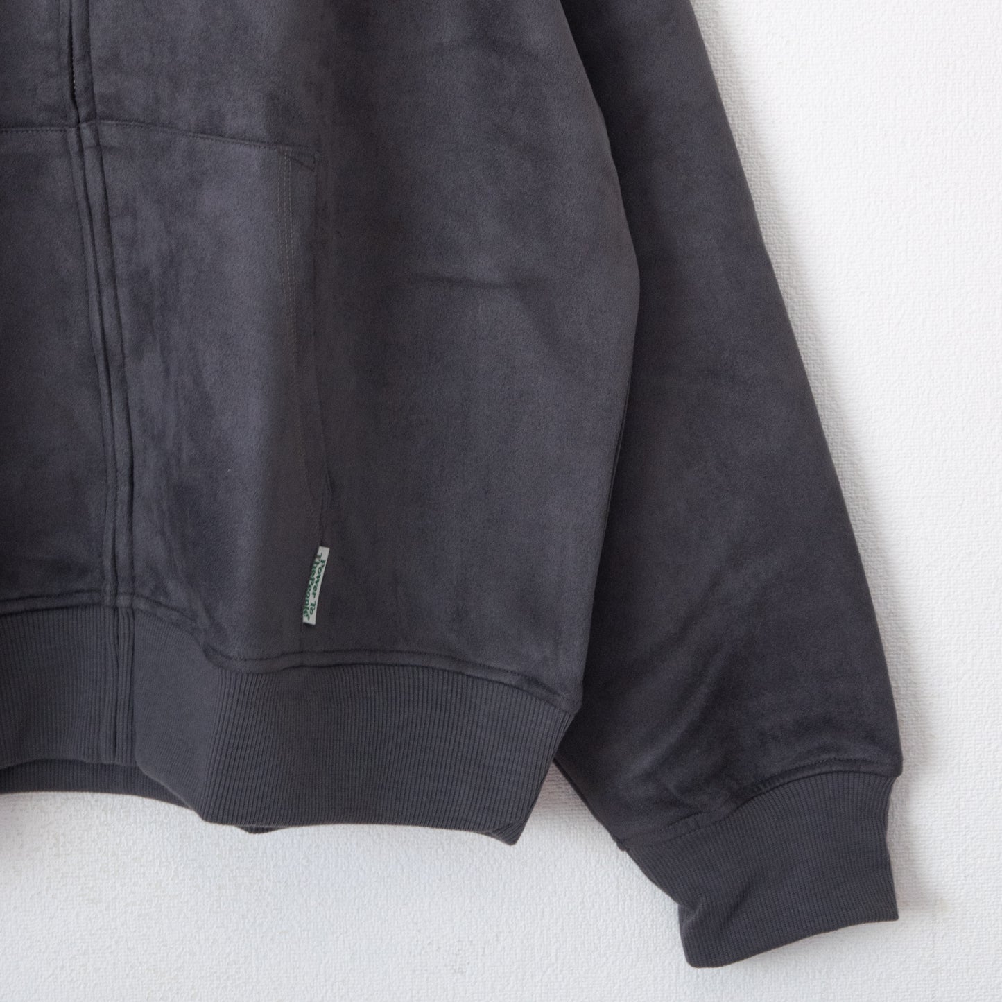 POWER TO THE PEOPLE TIGER Faux Suede Zip Hoodie in Charcoal