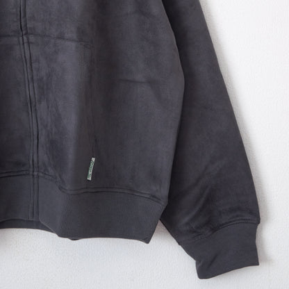 POWER TO THE PEOPLE TIGER Faux Suede Zip Hoodie in Charcoal