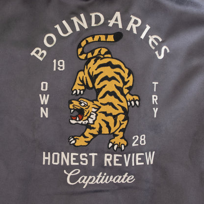 POWER TO THE PEOPLE TIGER Faux Suede Zip Hoodie in Charcoal