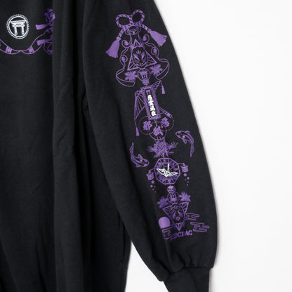 ACDC RAG 稲荷 パーカー 原宿系 和風 着物 狐 BLACK/PURPLE