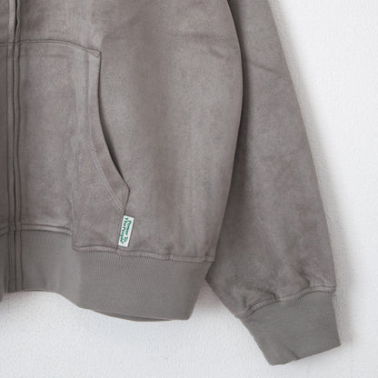 POWER TO THE PEOPLE TIGER Faux Suede Zip Hoodie in Light Gray