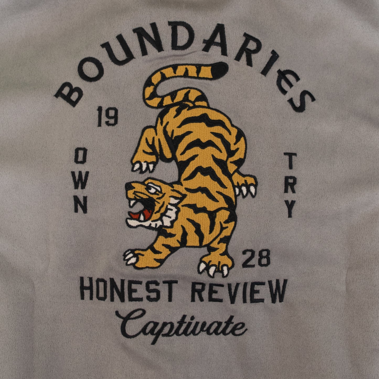 POWER TO THE PEOPLE TIGER Faux Suede Zip Hoodie in Light Gray