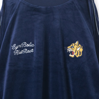 POWER TO THE PEOPLE ベロア ラグラン スウェット NAVY