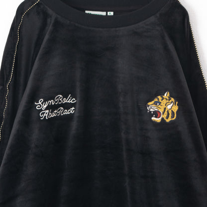POWER TO THE PEOPLE Velour Raglan Sweatshirt BLACK