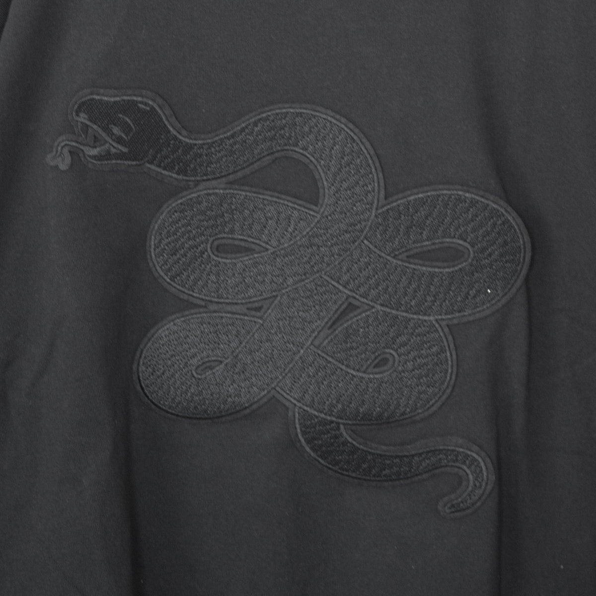 Snake Patch Round Hem Long Sleeve T-Shirt BLACK