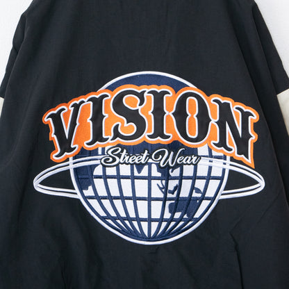 VISION STREET WEAR ナイロン 刺繍 スタジアムジャケット スタジャン BLACK