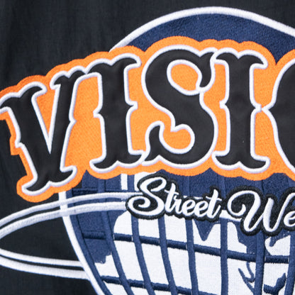 VISION STREET WEAR ナイロン 刺繍 スタジアムジャケット スタジャン BLACK