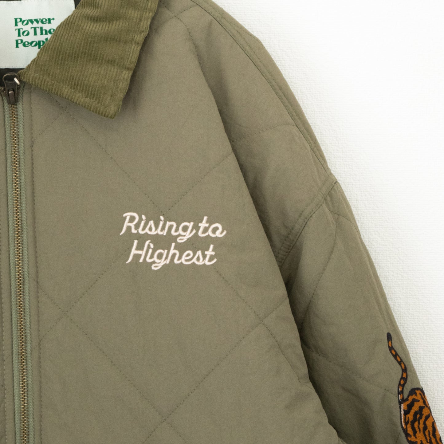 POWER TO THE PEOPLE 虎龍刺繍 キルティング ジャケット KHAKI