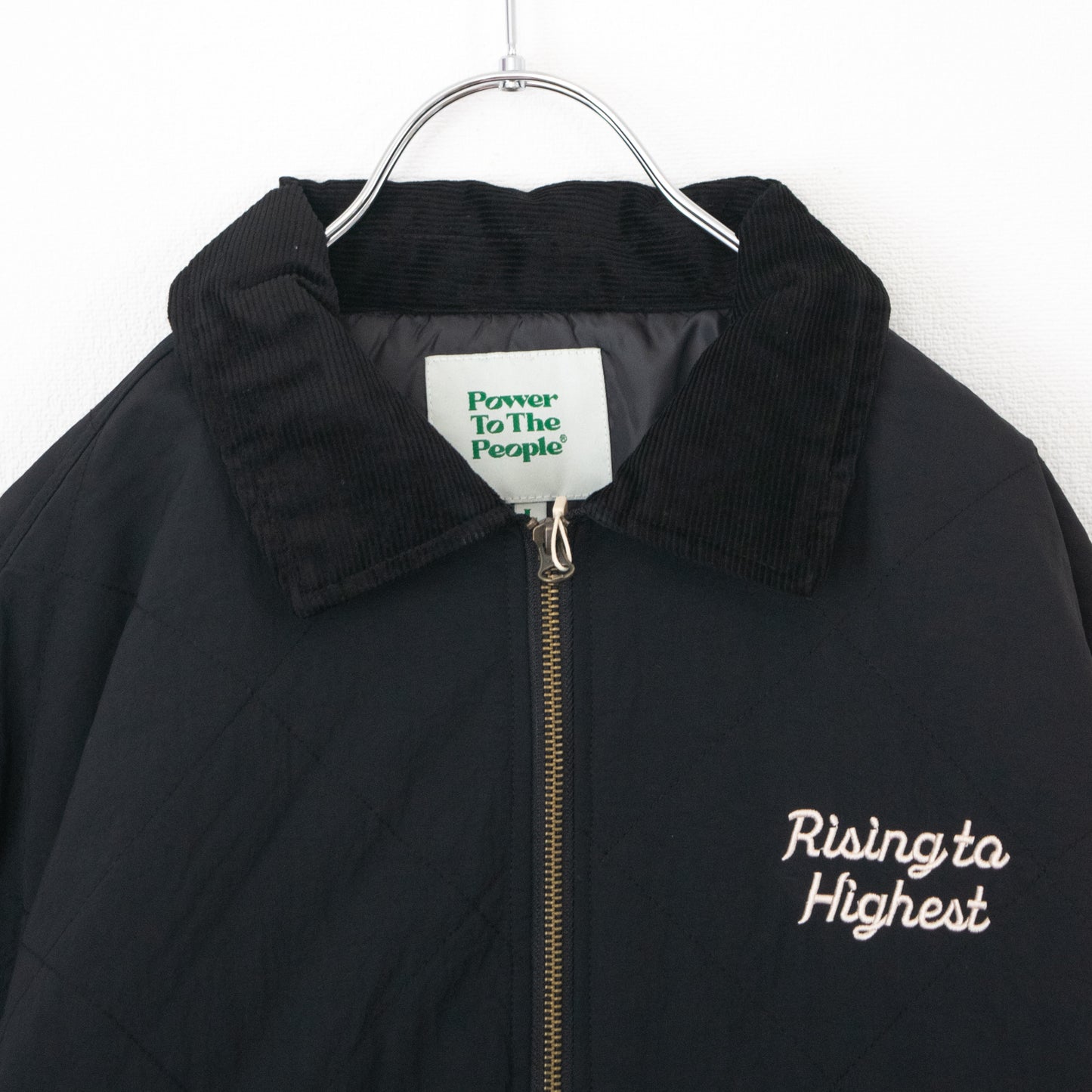 POWER TO THE PEOPLE Tiger and Dragon Embroidered Quilted Jacket BLACK