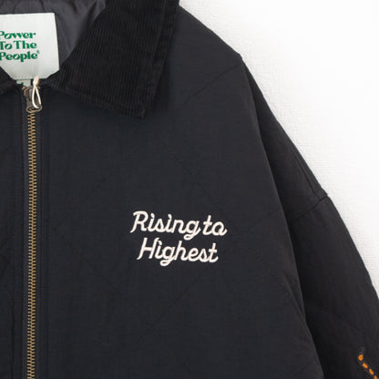 POWER TO THE PEOPLE Tiger and Dragon Embroidered Quilted Jacket BLACK